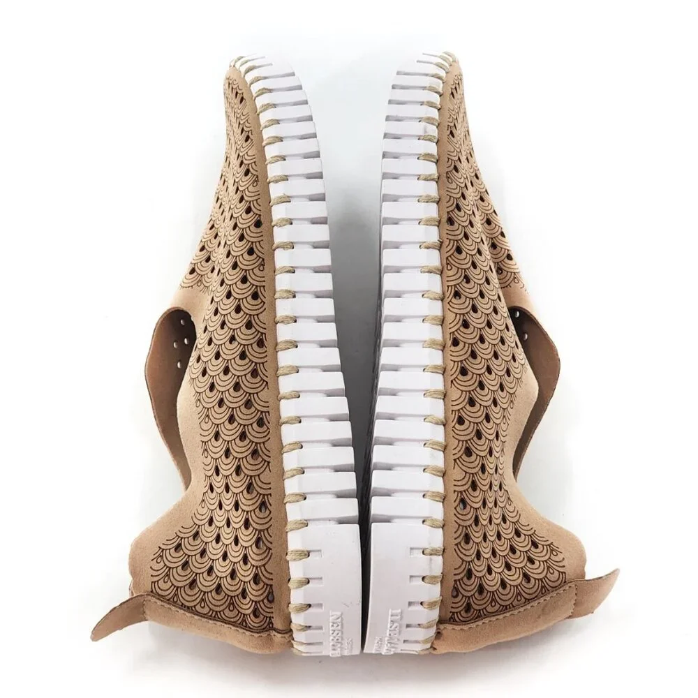 ILSE JACOBSEN Khaki Perforated Breathable Tulip Slip On Shoes‎ Tan